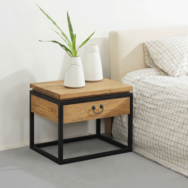 Industrial Pine Bed Nightstand Drawer Storage Night Table for Bedroom