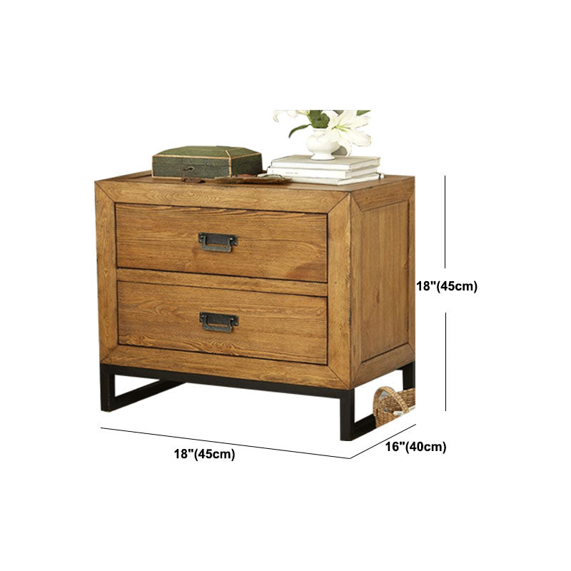 Industrial Pine Bed Nightstand Drawer Storage Night Table for Bedroom