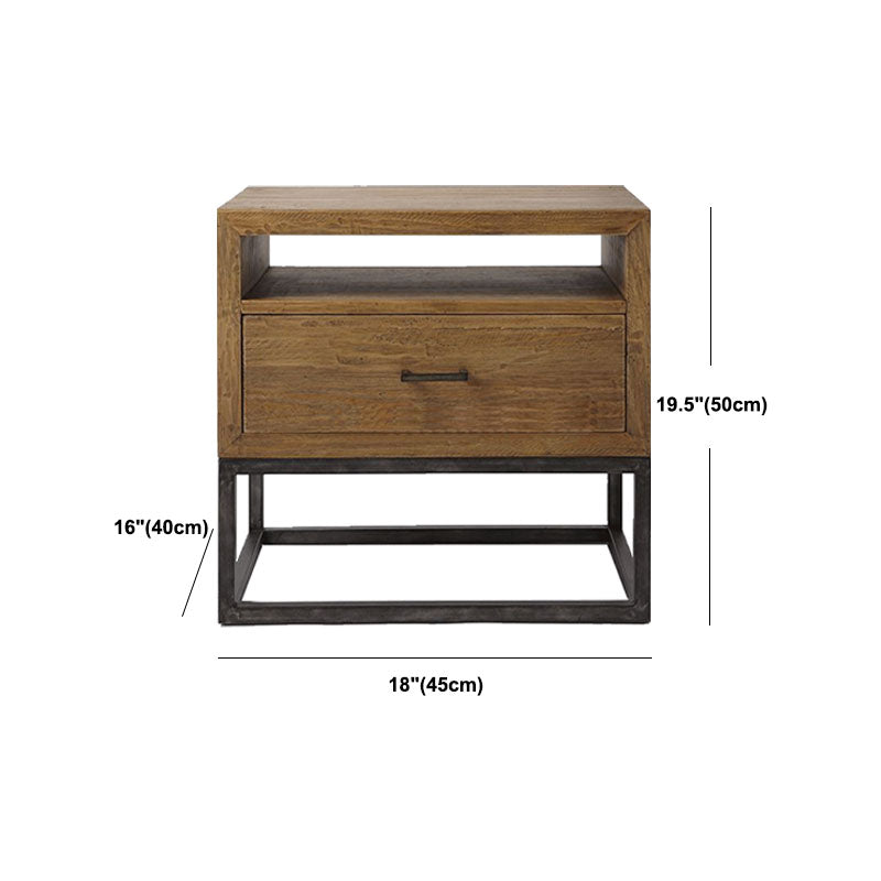 Industrial Pine Bed Nightstand Drawer Storage Night Table for Bedroom