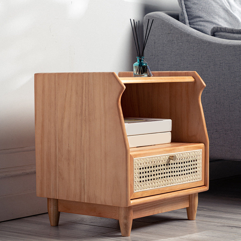 1 Drawer Night Table Modern Solid Wood Nightstand ,20.5" Tall