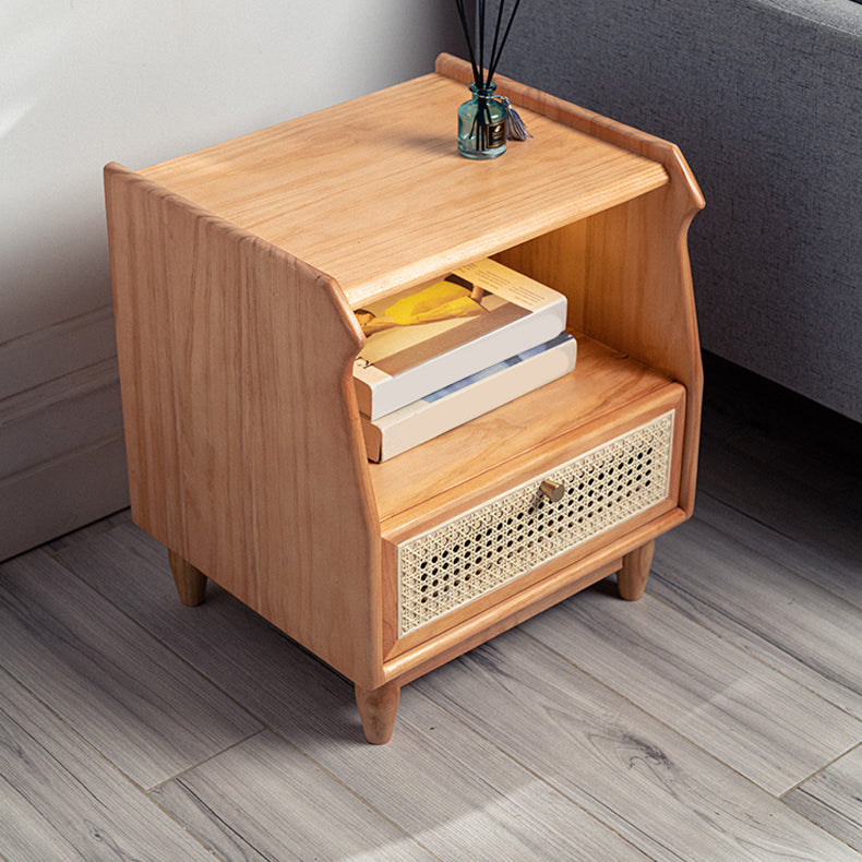 1 Drawer Night Table Modern Solid Wood Nightstand ,20.5" Tall