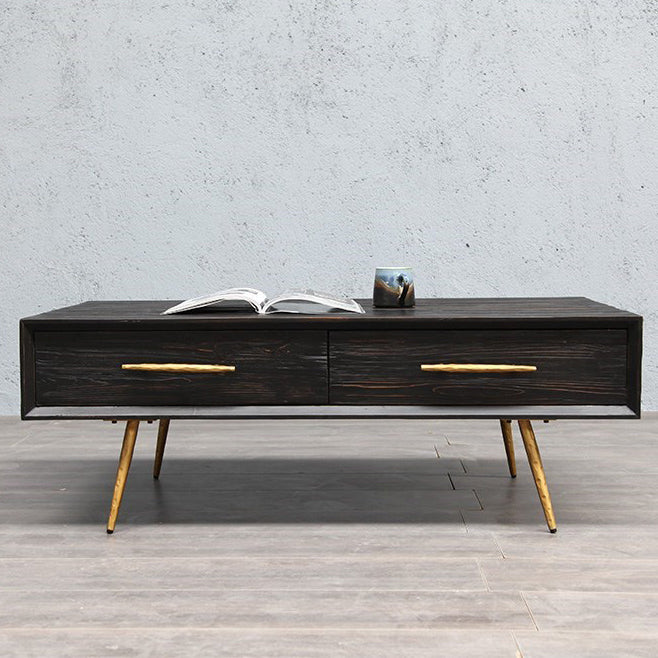 Glam Style TV Stand Black Colour Wood TV Console with Open Storage