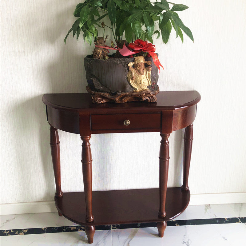 11.8" W Wood End Table Storage Half Moon Mid-Century Modern Console Table