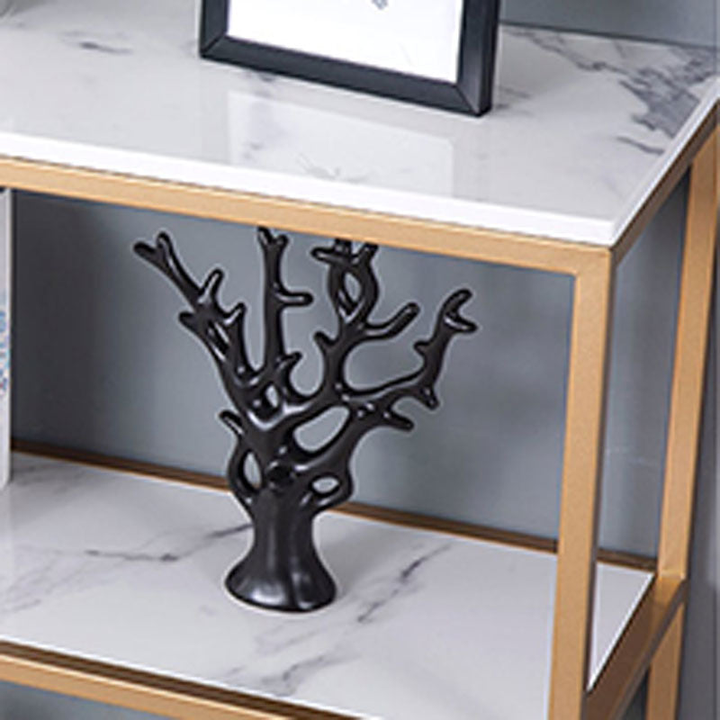 12" W Modern Marble Console Table Resistant Floor Shelf Accent Table for Hall