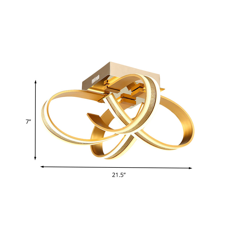 Cinta de cinta Acrílica Flushmount Lighting LED de oro LED moderno Monte de altura de techo de oro para sala de estar