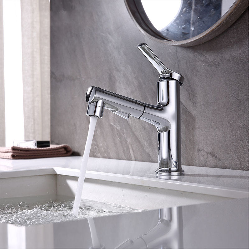 Contemporary Single Handle Faucet Pull-out Sink Faucet with Lever Handle