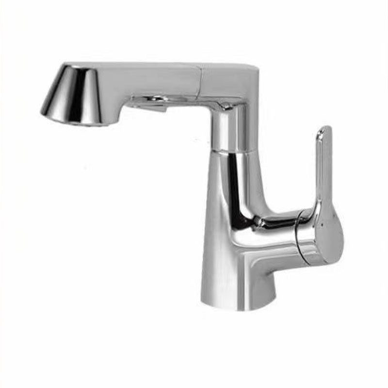 Modern Vessel Sink Faucet Lever Handle Copper Low Arc Retractable Vessel Faucet