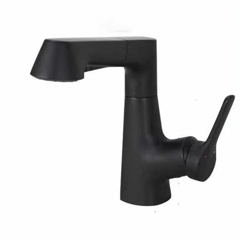 Modern Vessel Sink Faucet Lever Handle Copper Low Arc Retractable Vessel Faucet