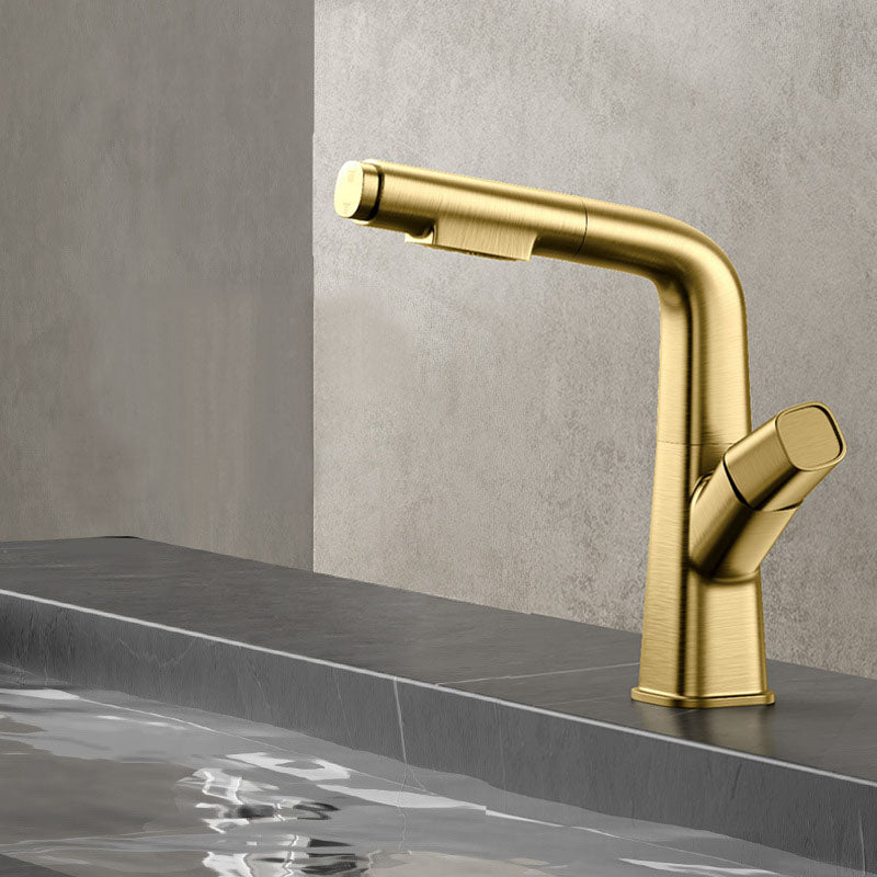 Single Handle Bathroom Faucet Modern Style Widespread Sink Faucet with Brass Material