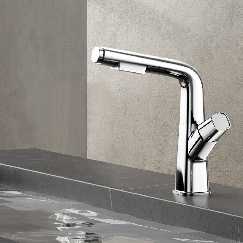 Single Handle Bathroom Faucet Modern Style Widespread Sink Faucet with Brass Material