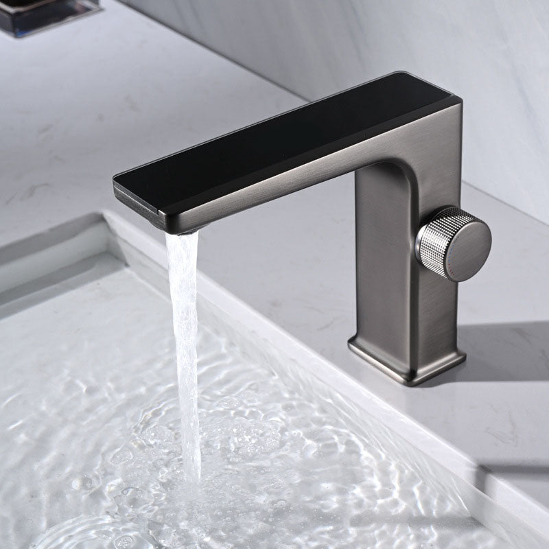 Contemporary Faucet Solid Color Metal LED Vanity Sink Faucet for Bathroom