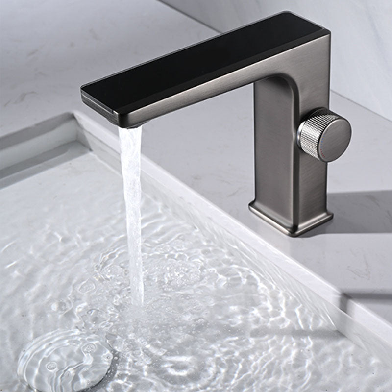 Contemporary Faucet Solid Color Metal LED Vanity Sink Faucet for Bathroom