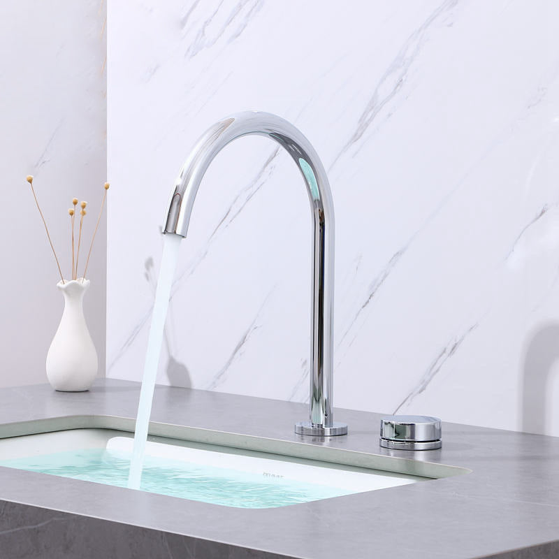 Circular 1-Handle Bathroom Faucet 2 Hole Wide Spread Bathroom Faucet