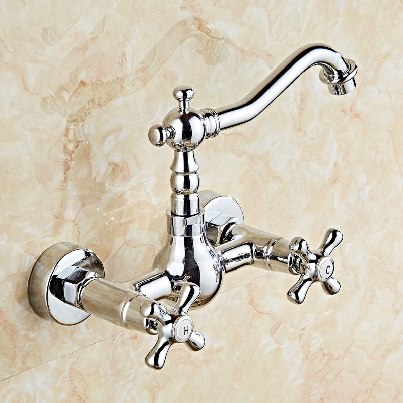 Glam 2-Handle Bathroom Sink Faucet 2-Hole Wall Mounted Bathroom Faucet