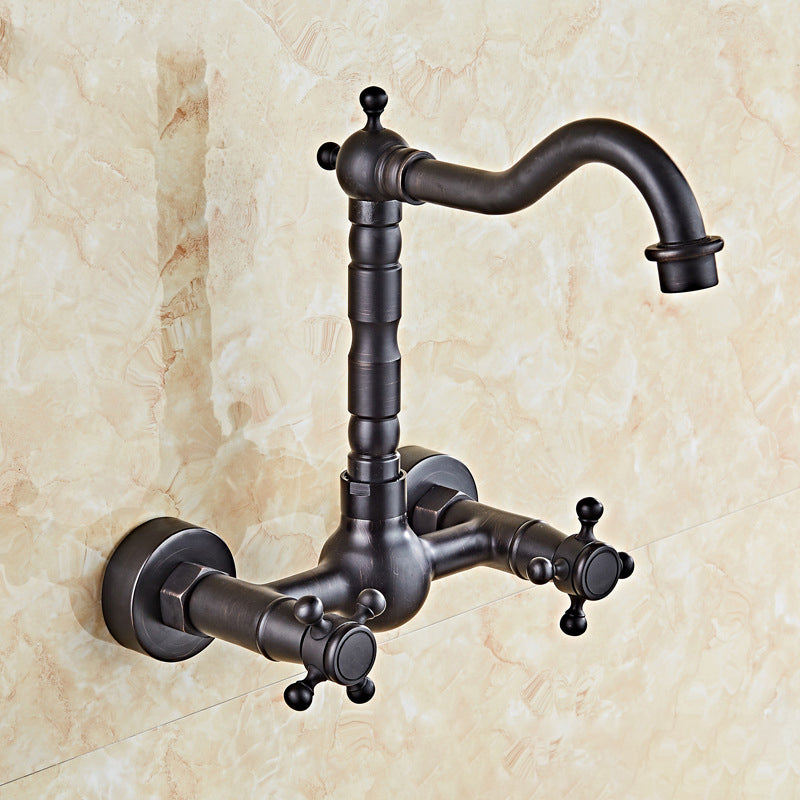 Glam 2-Handle Bathroom Sink Faucet 2-Hole Wall Mounted Bathroom Faucet