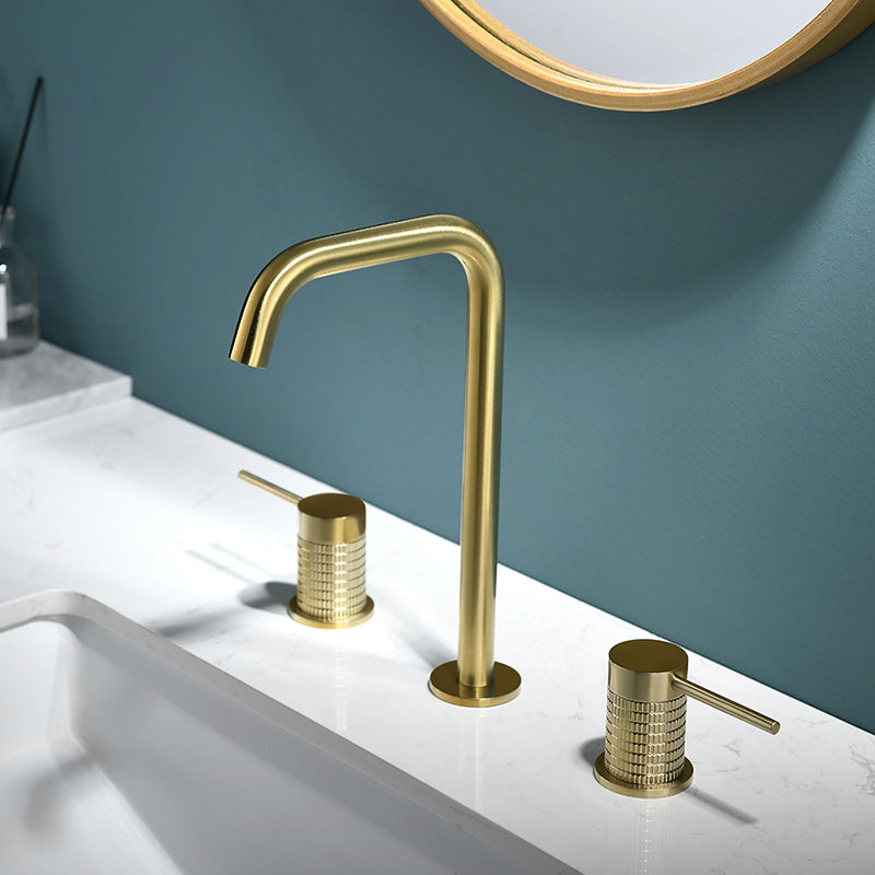 Glam 2-Handle Bathroom Sink Faucet with High-Arc Widespread Bathroom Sink Faucet