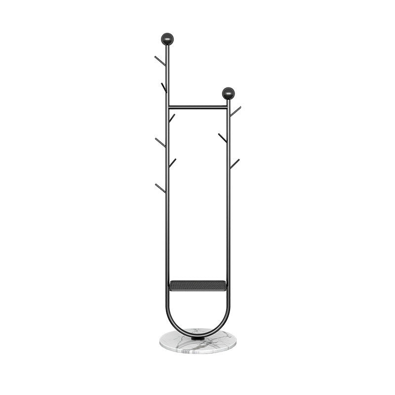 Modern Metal Coat Rack Free Standing Solid Color Hall Tree with Coat Hooks