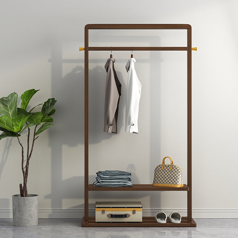 Modern Wood Hall Tree Hanging Rail Storage Shelving and Hooks Coat Hanger