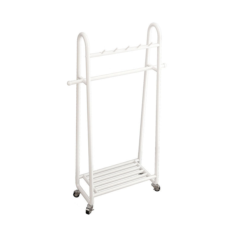 Glam Entryway Kit Hanging Rail Lower Shelf and Hooks Hall Stand with Castors