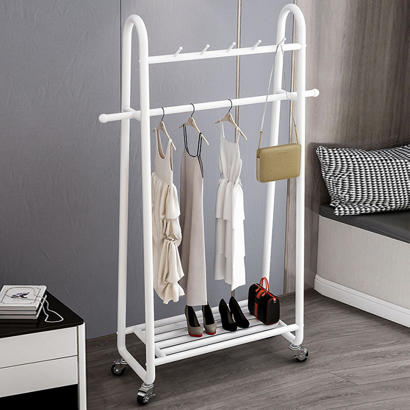 Glam Entryway Kit Hanging Rail Lower Shelf and Hooks Hall Stand with Castors