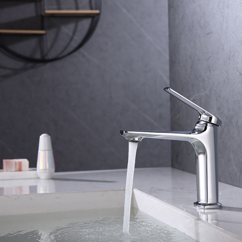 Modern Vessel Faucet Brass Lever Handles Low Arc Basin Lavatory Faucet