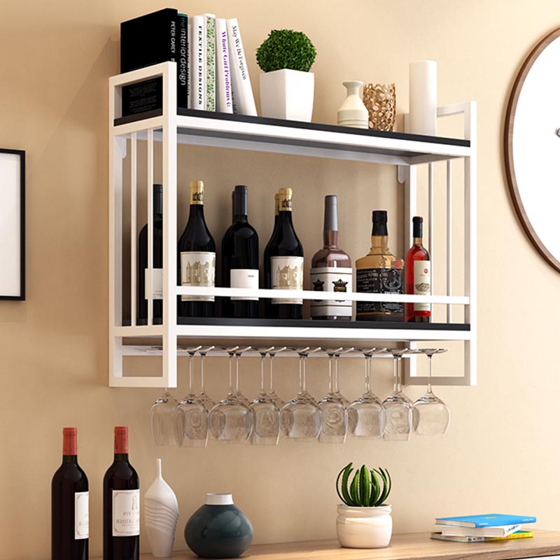 Metal Wall Mounted Wine Glass Stemware Rack Holder Industrial Wine Rack Kit