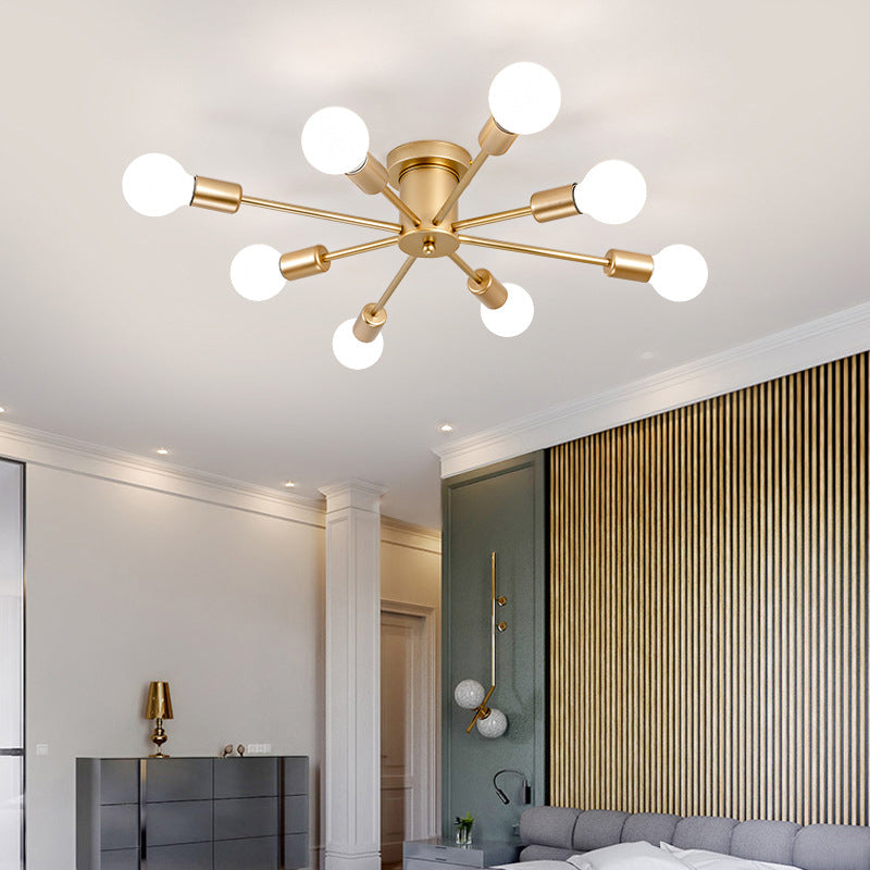 Modernism 6/8-Light Golden Flush Mount Lighting Metallic Ceiling Light for Bedroom