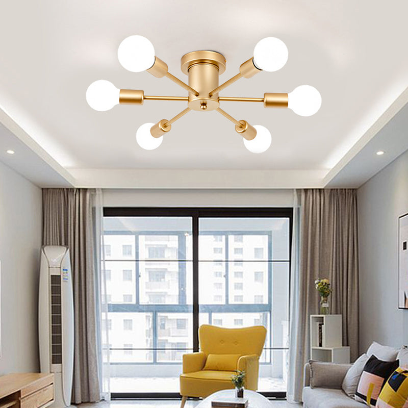 Modernism 6/8-Light Golden Flush Mount Lighting Metallic Ceiling Light for Bedroom