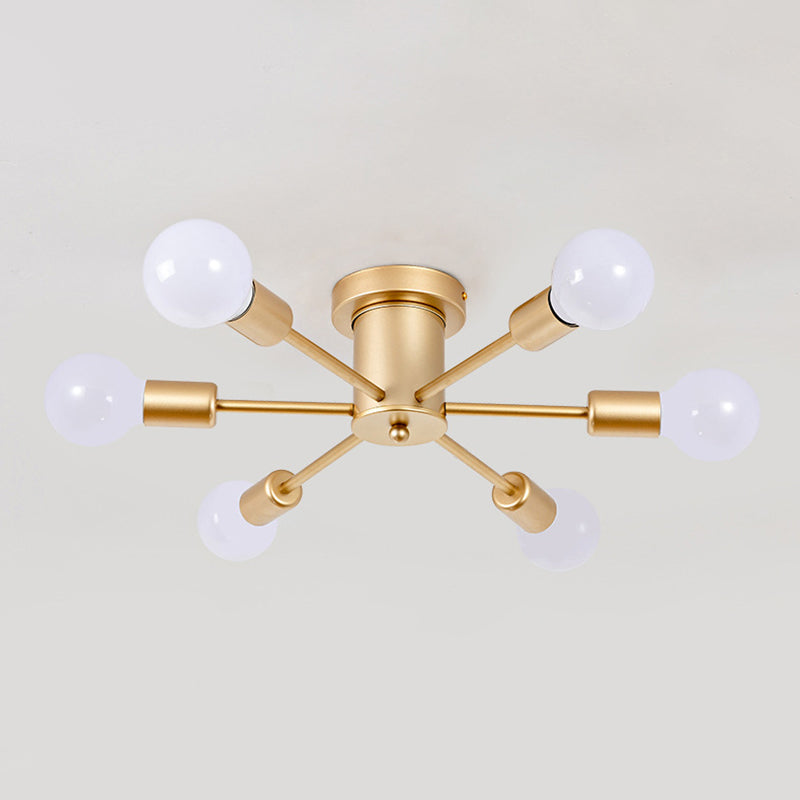 Modernism 6/8-Light Golden Flush Mount Lighting Metallic Ceiling Light for Bedroom