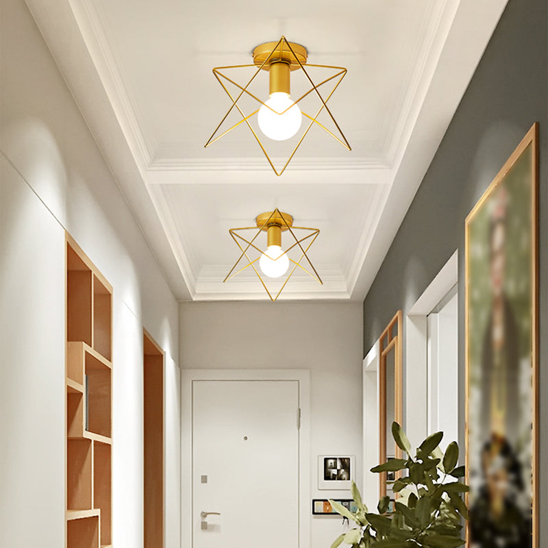 Contemporary Single Golden Flush Mount Lighting Metallic Ceiling Light for Bedroom