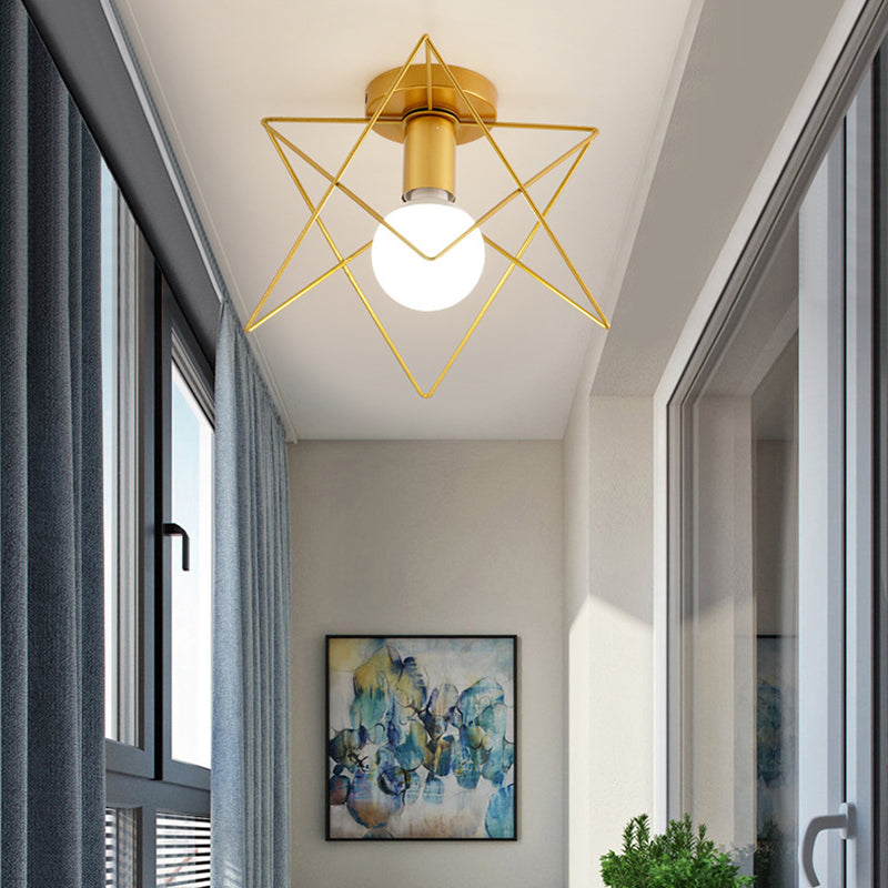 Contemporary Single Golden Flush Mount Lighting Metallic Ceiling Light for Bedroom