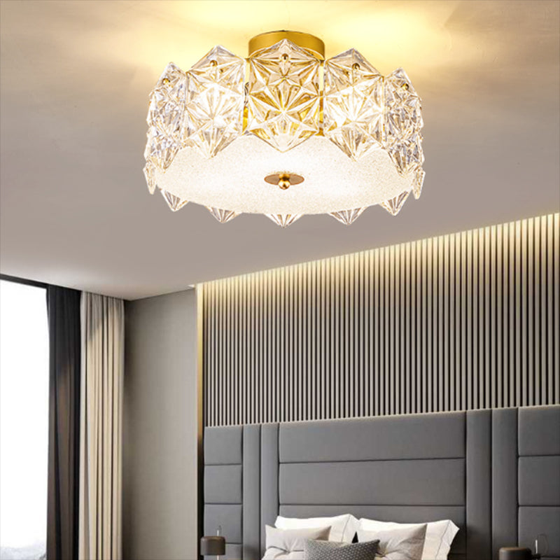 Simple Glass Ceiling Light Household Flush Mount Light Fixture for Bedroom