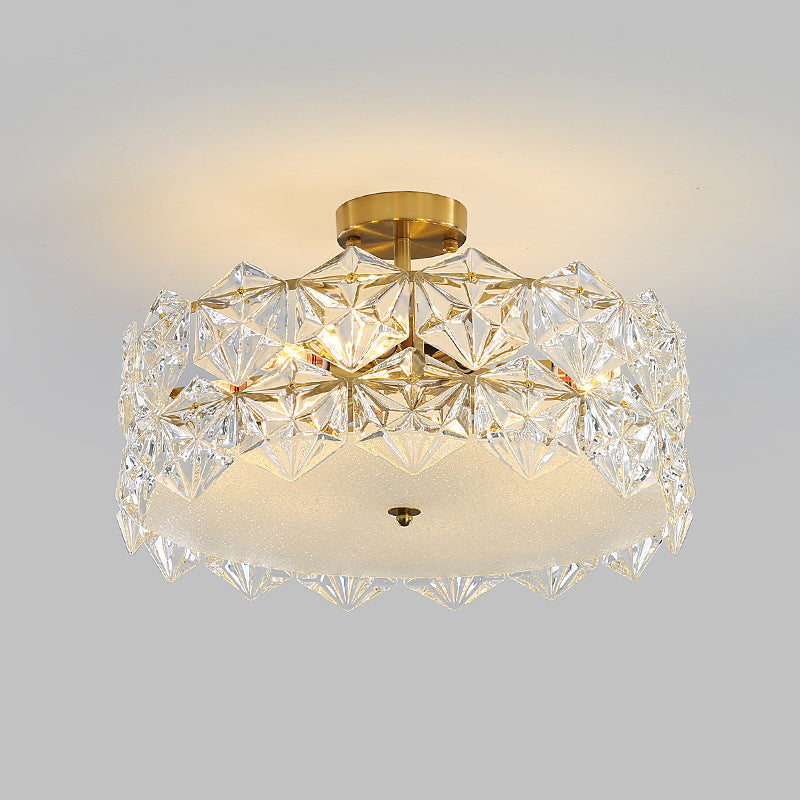 Simple Glass Ceiling Light Household Flush Mount Light Fixture for Bedroom