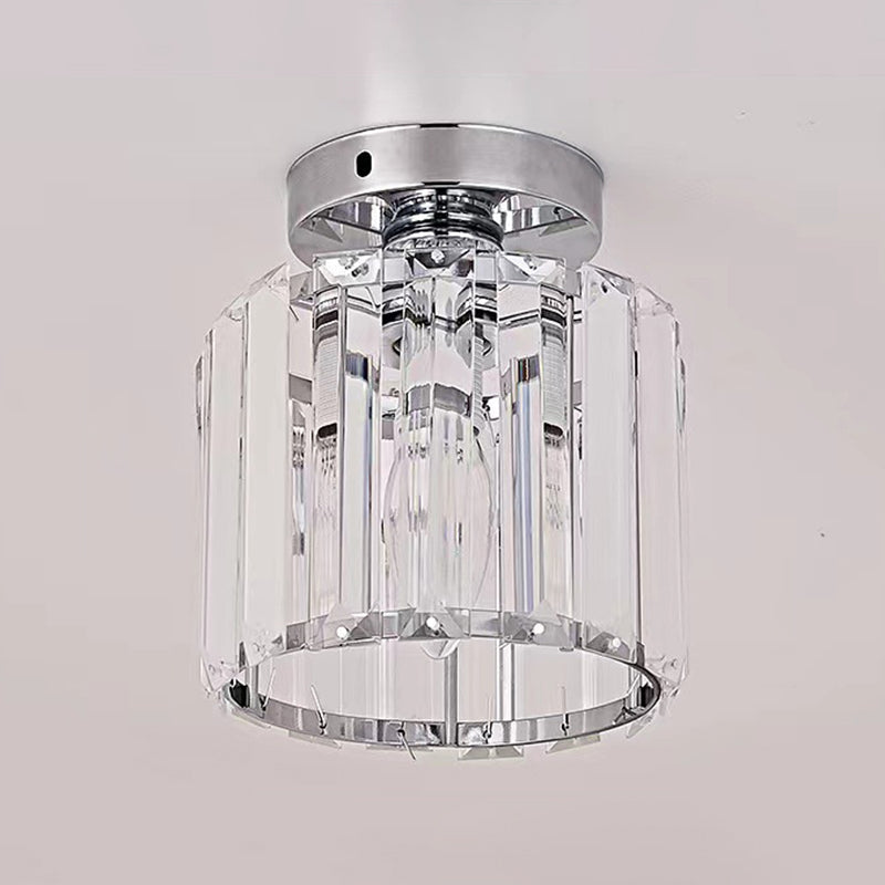 1-Light Ceiling Lamp Modern Ceiling Mount Light with Glass Shade for Living Room