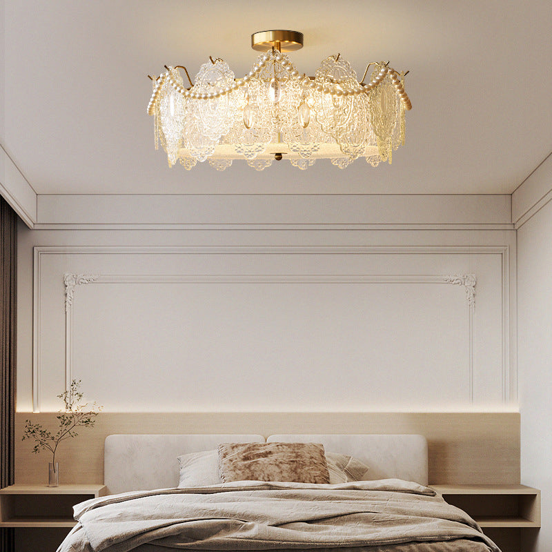 Contemporary Glass Ceiling Light Household Flush Mount Light Fixture for Bedroom