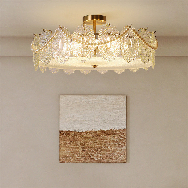 Contemporary Glass Ceiling Light Household Flush Mount Light Fixture for Bedroom