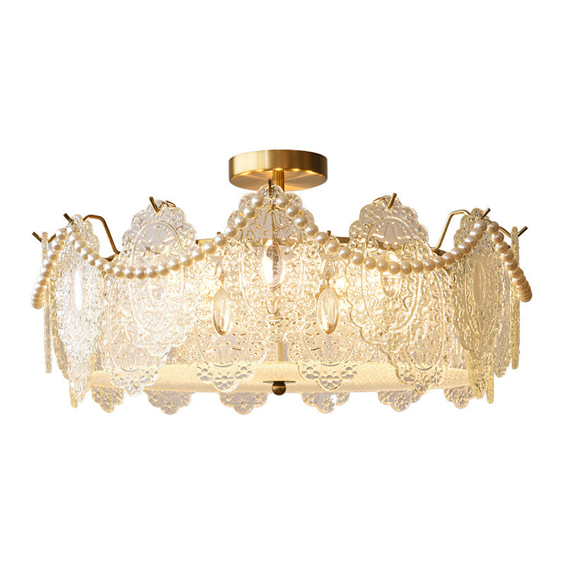 Contemporary Glass Ceiling Light Household Flush Mount Light Fixture for Bedroom