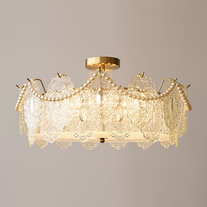 Contemporary Glass Ceiling Light Household Flush Mount Light Fixture for Bedroom