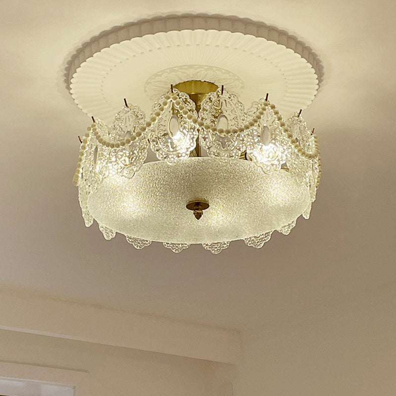 Contemporary Glass Ceiling Light Household Flush Mount Light Fixture for Bedroom