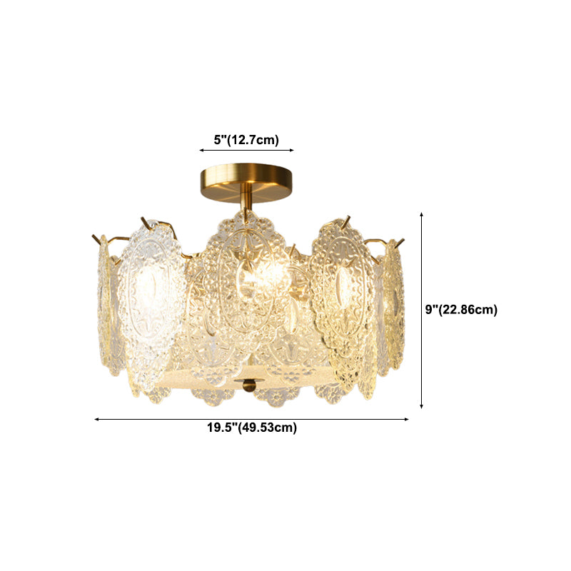 Contemporary Glass Ceiling Light Household Flush Mount Light Fixture for Bedroom