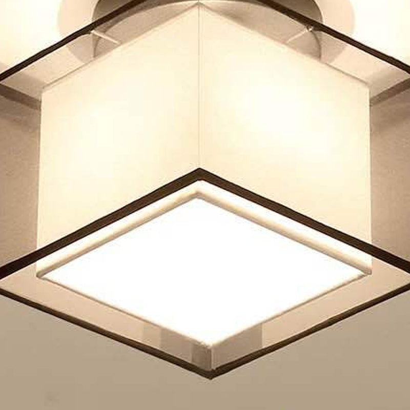 1-Light Ceiling Lamp Simple Ceiling Mount Light with Fabric Shade for Living Room