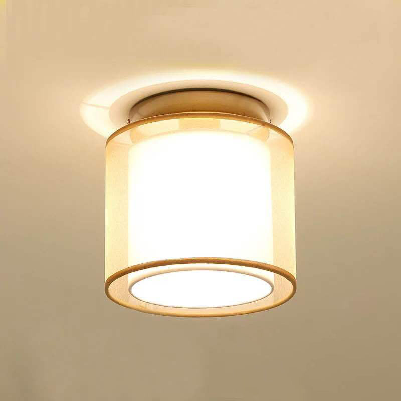 1-Light Ceiling Lamp Simple Ceiling Mount Light with Fabric Shade for Living Room