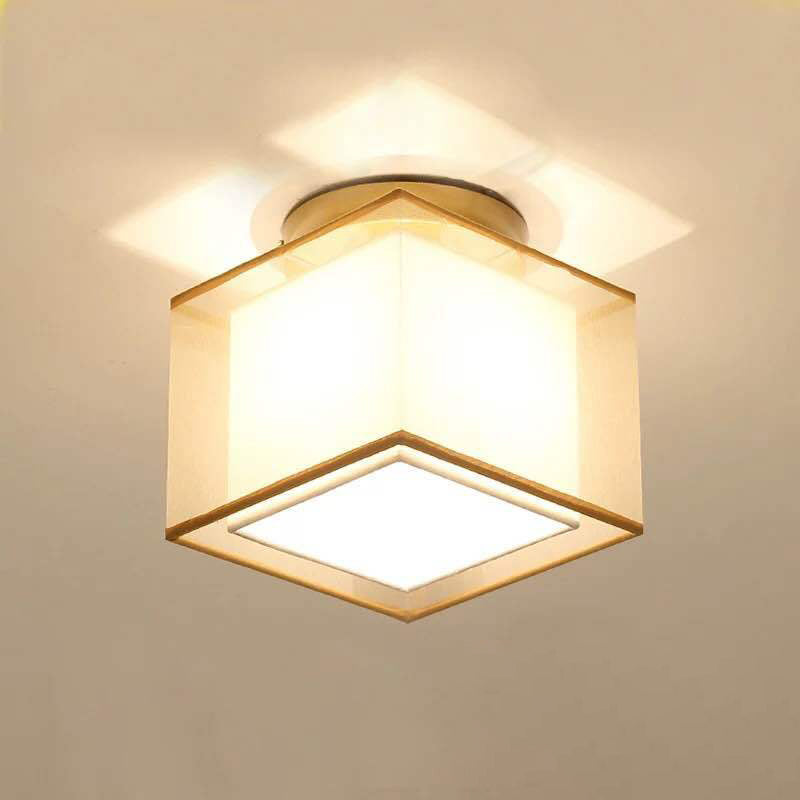 1-Light Ceiling Lamp Simple Ceiling Mount Light with Fabric Shade for Living Room