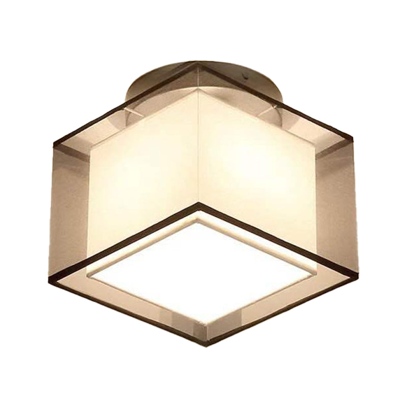 1-Light Ceiling Lamp Simple Ceiling Mount Light with Fabric Shade for Living Room