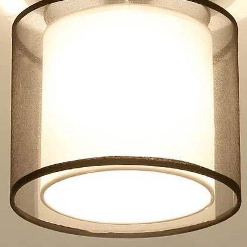 1-Light Ceiling Lamp Simple Ceiling Mount Light with Fabric Shade for Living Room