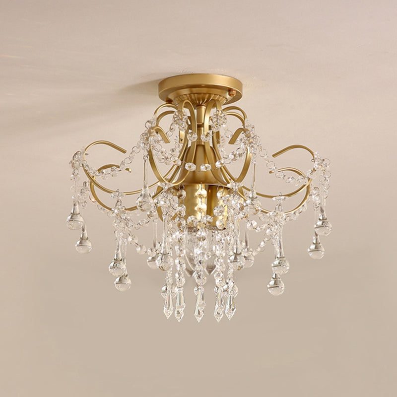 Creative Crystal Ceiling Light Household Flush Mount Light Fixture for Bedroom