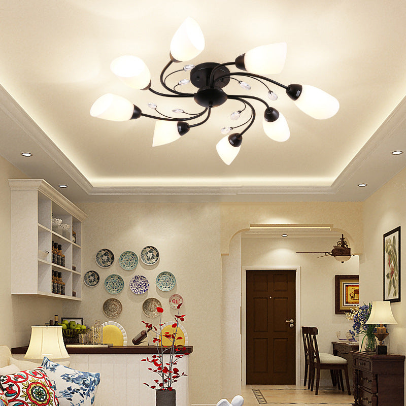 Modern Style Sputnik Shape Flush Mount Metal Ceiling Light for Bedroom