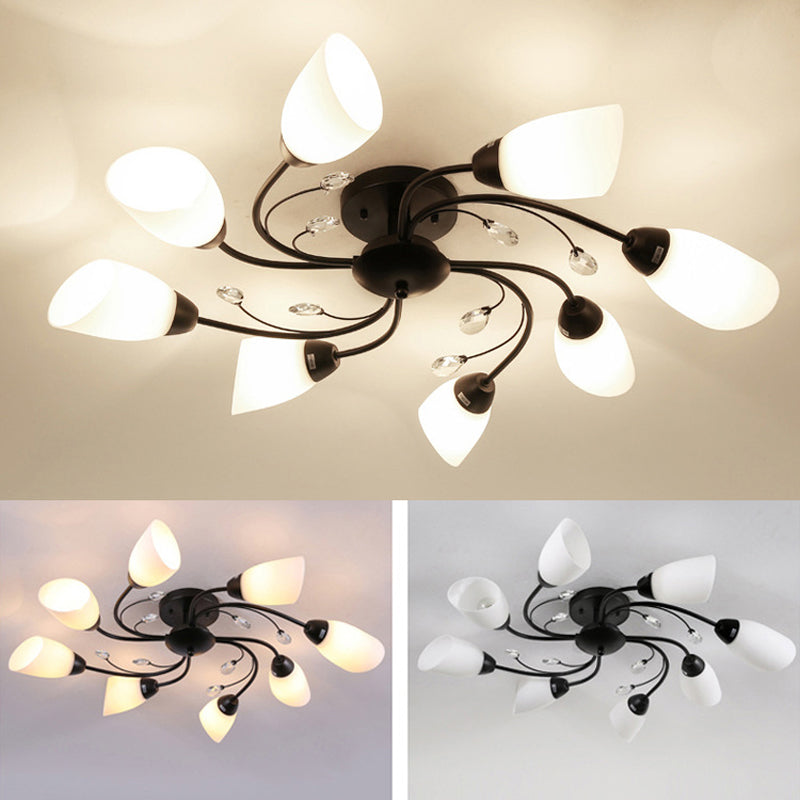 Modern Style Sputnik Shape Flush Mount Metal Ceiling Light for Bedroom