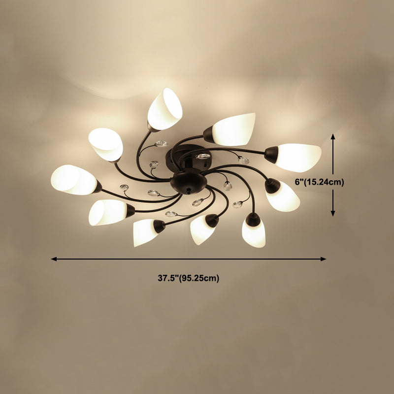 Modern Style Sputnik Shape Flush Mount Metal Ceiling Light for Bedroom