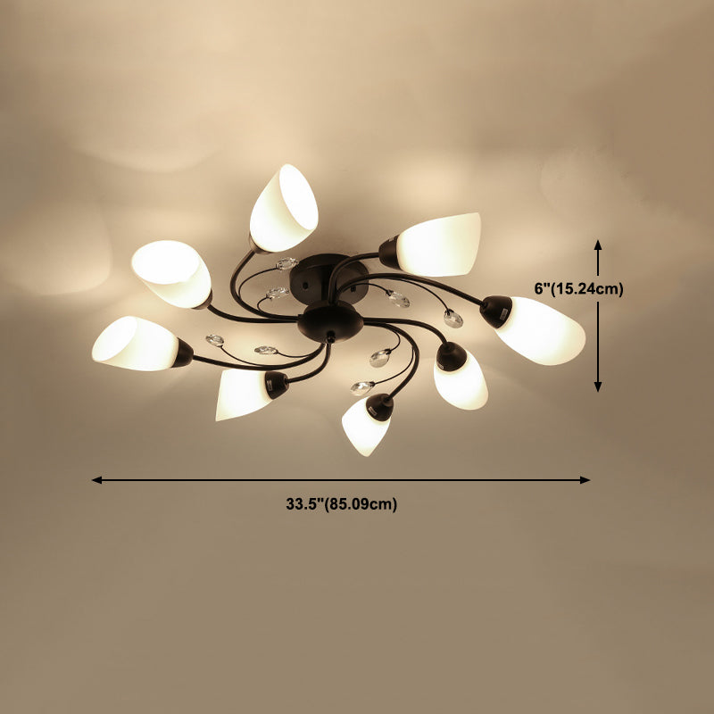 Modern Style Sputnik Shape Flush Mount Metal Ceiling Light for Bedroom